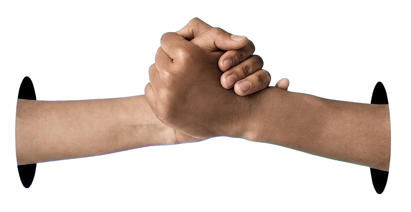 Two hands clasped together